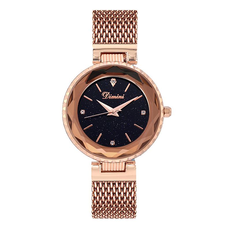 

Часы Starry Sky со стразами, изысканные кварцевые часы, женские часы, водонепроницаемые, легкие, роскошные, сетчатые, женские часы с цепочкой
