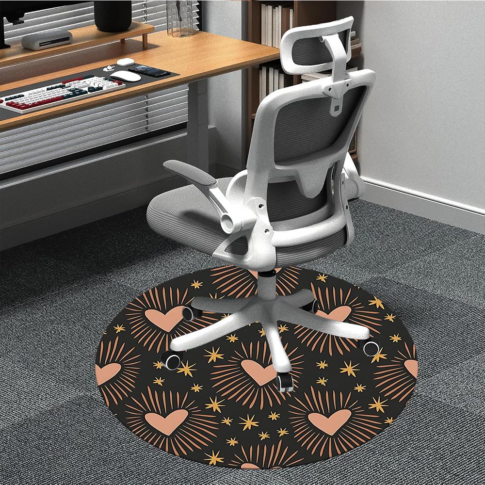 

1pc Hearts Stars Office Round Area Rug, Indoor Mat Suitable ForOffice, Under Office Chairs Bedroom Living Room Home Decor, Room Deco t277 80cm by 80cm