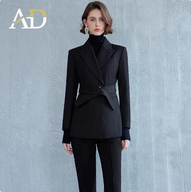 Black Fashion Women's Business Suit - Slimming Micro Flare Pants