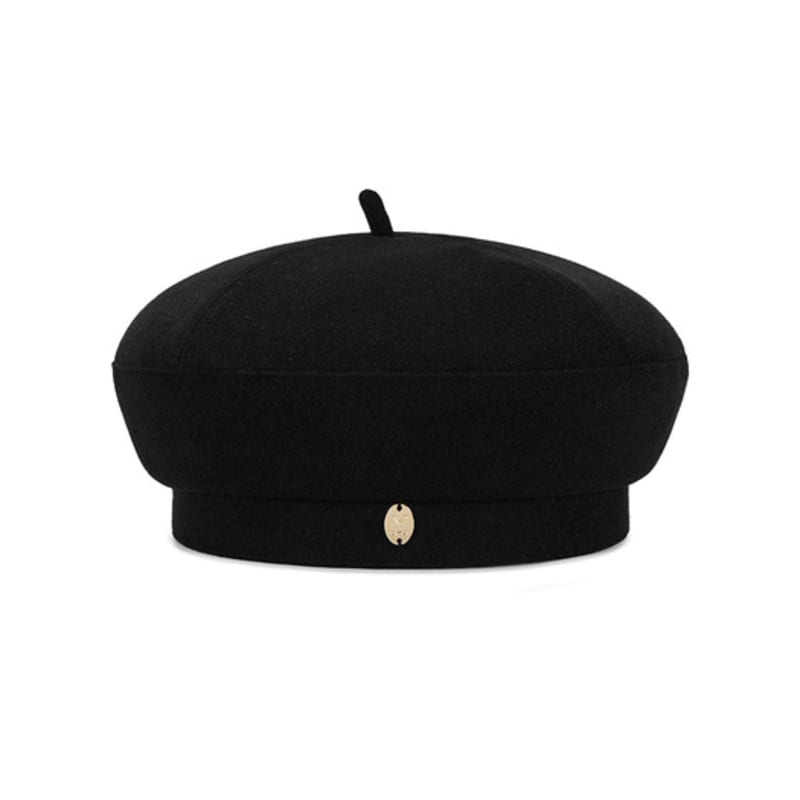 VARZAR VA Curved Oval Metal Blended Beret Black