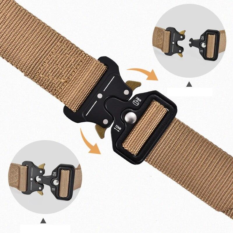 Unisex Tactical Belt Solid Color Canvas Nylon Belt Metal Buckle Adjustable Waistband Casual Jeans Pants Belts For Women & Men