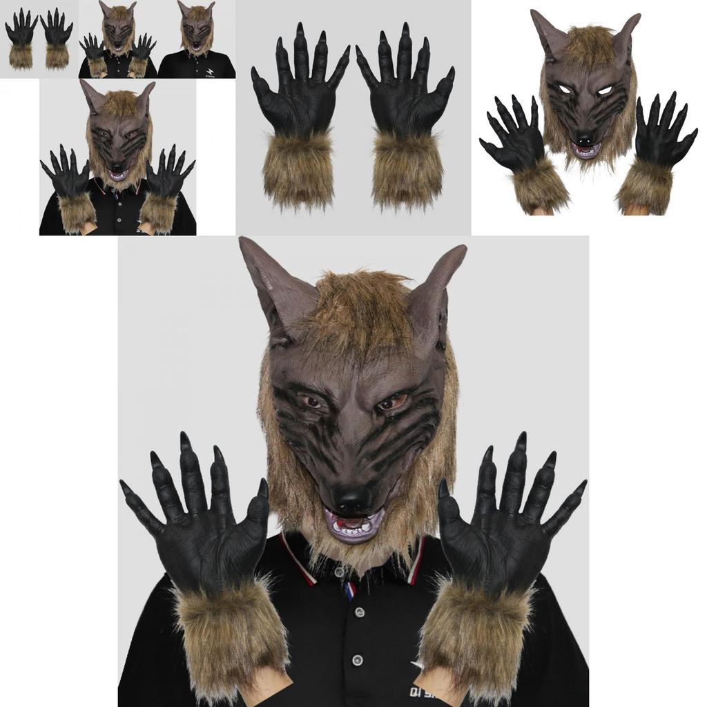 Terrifying Wolf Head Mask And Gloves Set For Halloween Party Costume Fun And Creative Dress Up