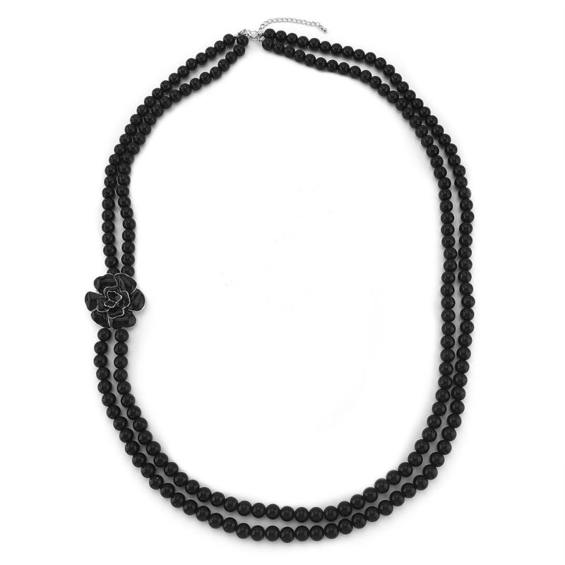 

Simulated Pearls and Alloy Camellia Pendant Necklace Ideal for Everyday Comfort and Stylish Occasions чорний