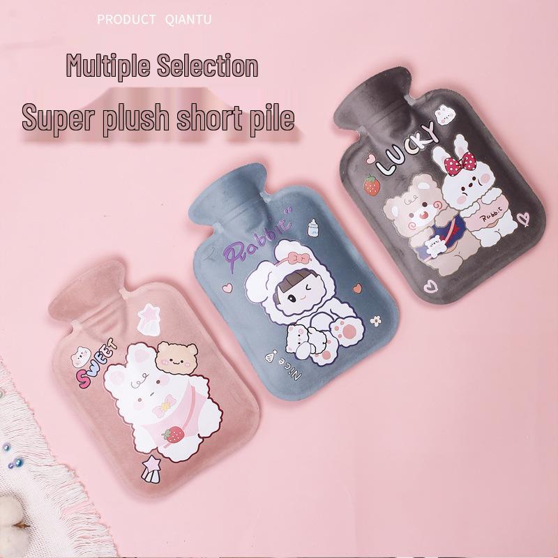 Mini Plush Cartoon Hot Water Bottle for Abdomen - Soft Hand Warmer