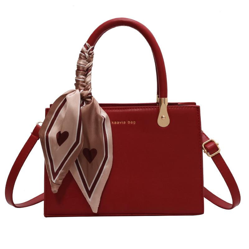 Simple and Atmospheric Handbag for Women, 2026 Commuter Bride Bag, Red Shoulder Crossbody Ste Patterned PU Bag