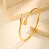 Stainless Steel Water Drop Open Bangle Bracelet for Women Minimalist Gold Color Dainty Wrist Cuff Bracelet Fashion Jewelry Gift