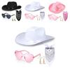 Makeup Costume Accessories Set With Denim Hat And Heart Glasses For Party Gifts