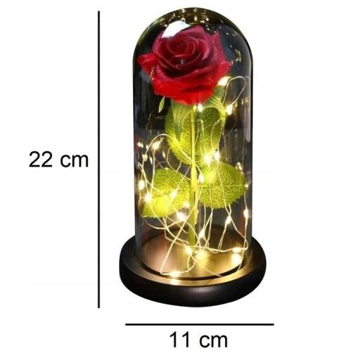 Wieczna Róża W Szkle Prezent Flower Box Dzień Kobiet Czerwona Świecąca Led
