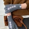 Red Winter Knitted Gloves Soft Women Cycling Mittens Gift Twists Pattern Gloves Autumn