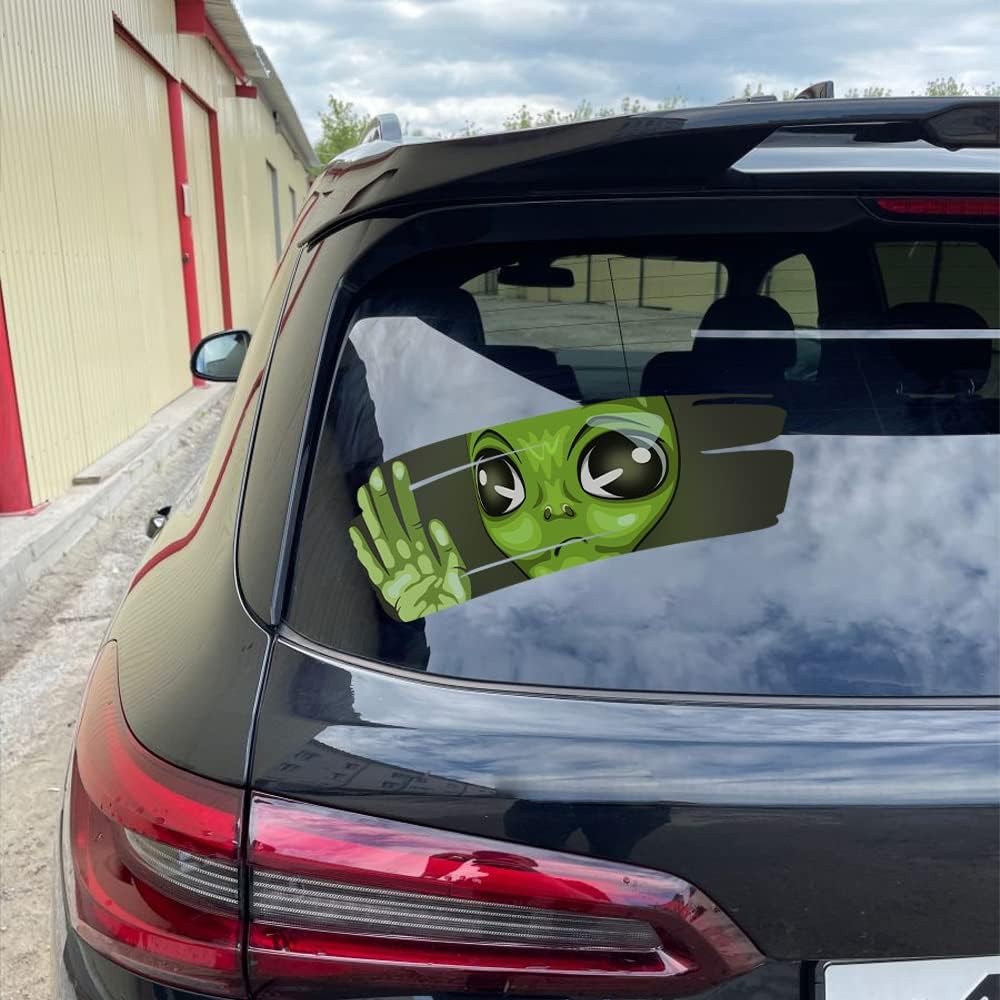 2pcs Funny Car Stickers-Vesvory 3D Vinyl Car Sticker Bumper Decal Double-Side Self-Adhesive Alien Decal for Cars Windows Bumpers Decals (Peeking