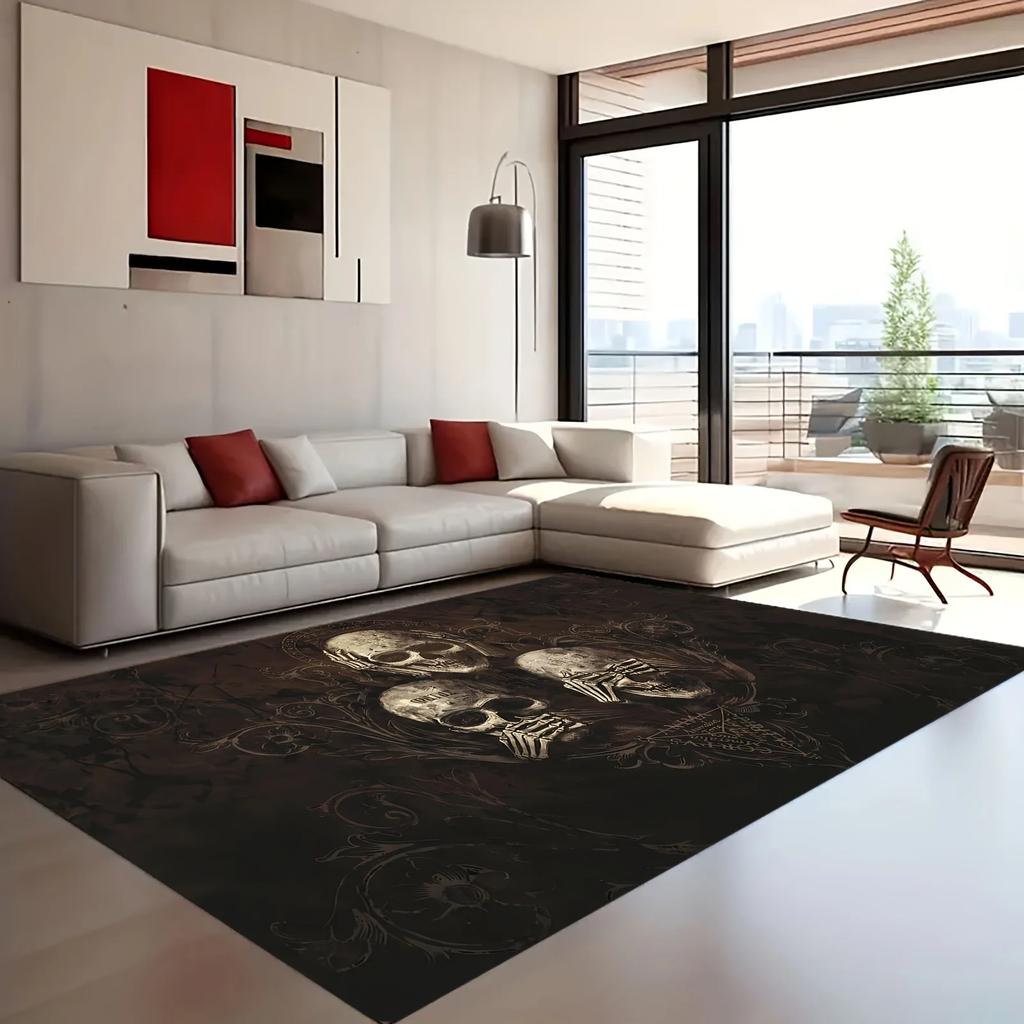 VIKAMA Halloween Carpet Skulls Horror Doormat Rug For Bedroom Large Area Rugs Living Room Black Carpet Welcome Mat Home Decora