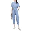 Plus Size Women's Clothing Casual Fashion Foreign Style Age-reducing Mature Style Sports Suit Women's Short-sleeved Summer Two-piece Set