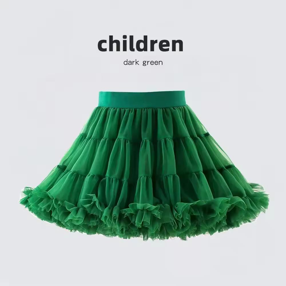 Lace Skirt Girls Fluffy Chiffon Pettiskirt Solid Colors Tutu Skirts Girl Dance Skirt Christmas Tulle Petticoat Tulle