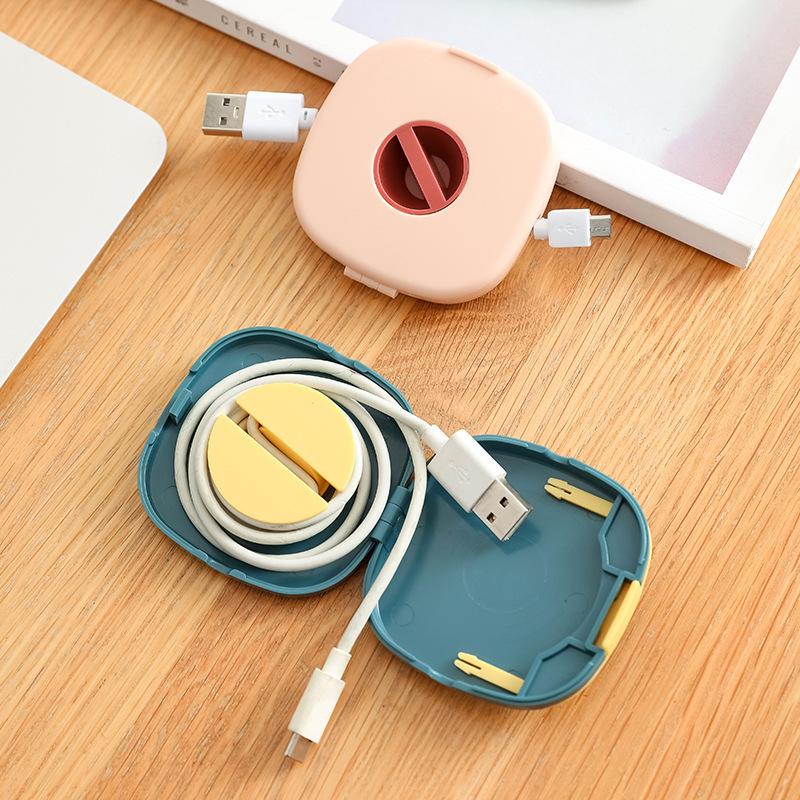 Multifunctional Mini Portable Cable Organizer Box with Rotating Winder