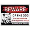 Style Pitbull Dog Warning Sign    Aluminum Metal Tin Sign with Red  Black Design BEWARE OF THE DOG NOT RESPONSIBLE for Inju