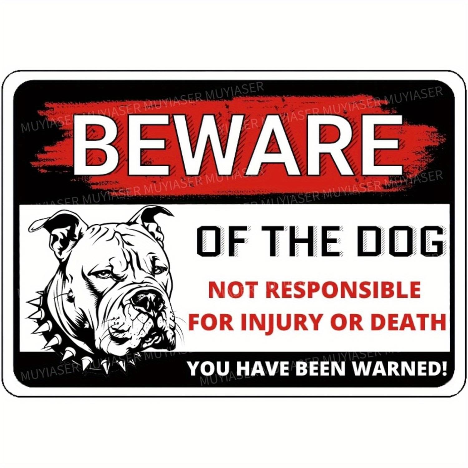 Style Pitbull Dog Warning Sign    Aluminum Metal Tin Sign with Red  Black Design BEWARE OF THE DOG NOT RESPONSIBLE for Inju 20x30cm（7.8x11.8inch）