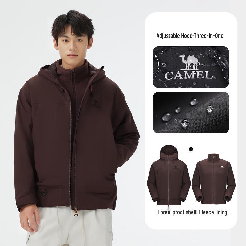 Camel Bi Wenjun Style Unisex 3-in-1 Waterproof Hiking Jacket