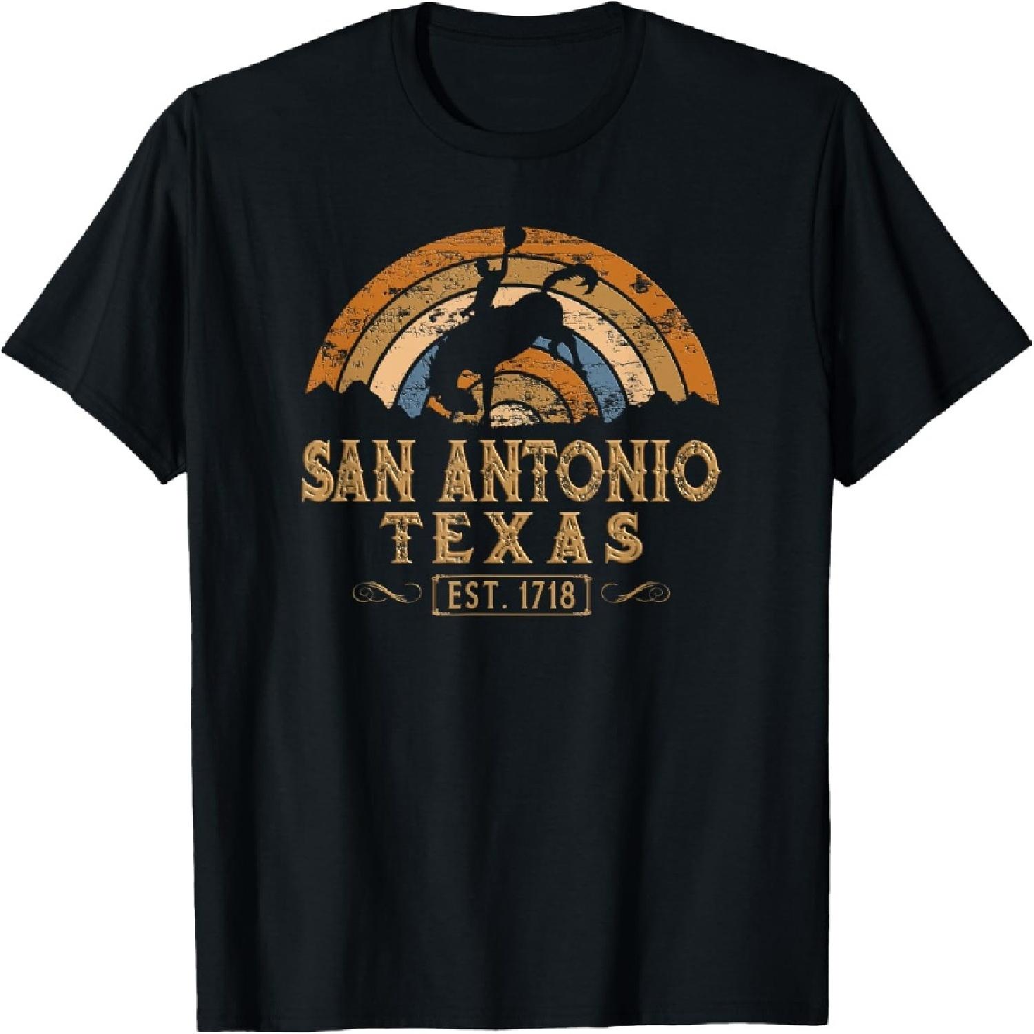 San Antonio, Texas TX Retro Style Rodeo Cowboy T-Shirt S