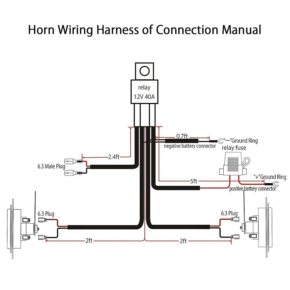 Hbaebdoo Horn Relay Wire Harness Kit Grille Mount Blast Tone Horn Wire Harness Plug Universal Accessories for Car Truck