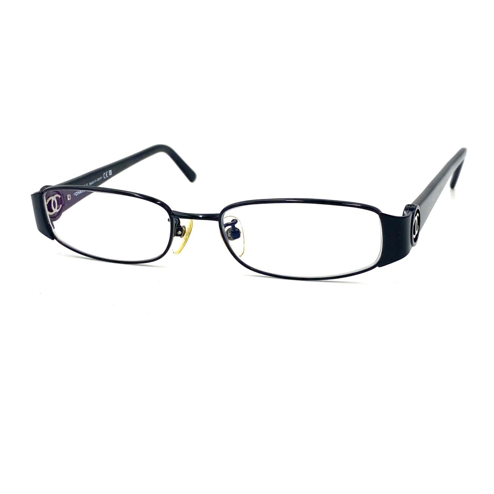 Used CHANEL Coco Mark Glasses Glasses Prescription Square Black Made in Japan 5117