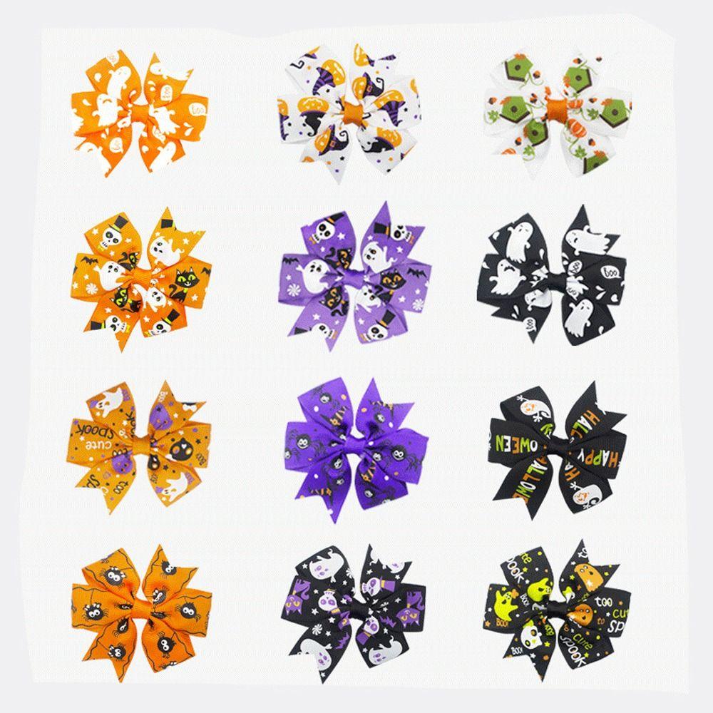 Creative Skeleton Halloween Bow Hair Clip Pumpkin Bat Pumpkin Hairpin Spider Korean Style Bat Duckbill Clip Party