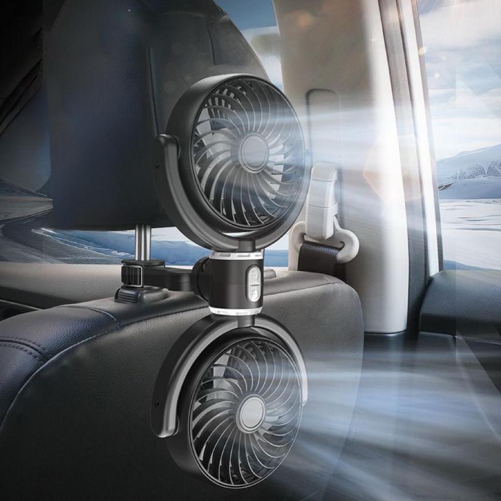 REBEAUQ 2025 Model Car Fan, For Rear Seats, Double-Headed Car Fan, Independent Control, 3