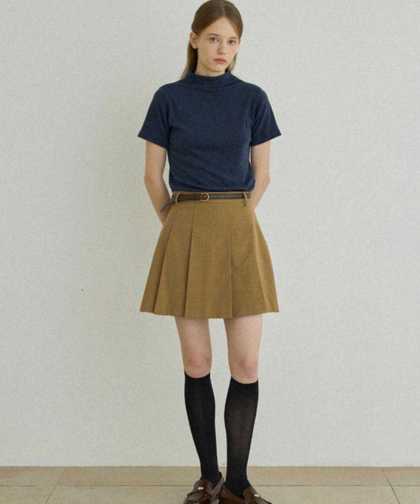 Aejeuipeu Essential Wool Half-Neck T-Shirt (Blue)