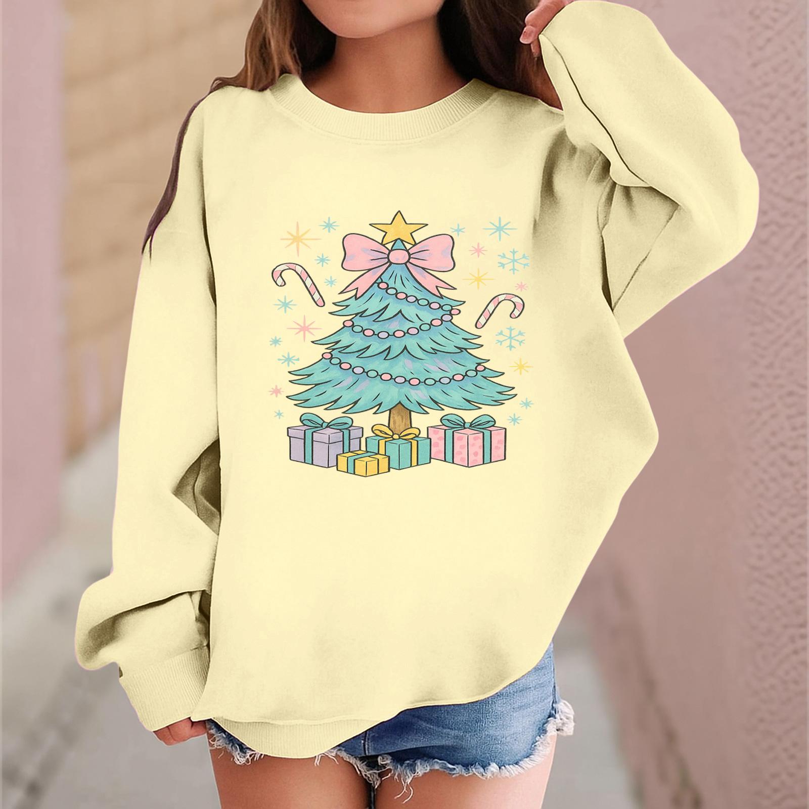 

Детский модный повседневный пуловер с длинными рукавами и свободного кроя с рождественским принтом 150 бежевый