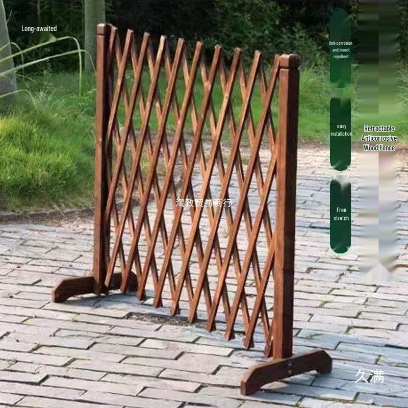 Retractable Anti-Corrosion Wooden Fence for Garden, Balcony, and Outdoor Spaces.