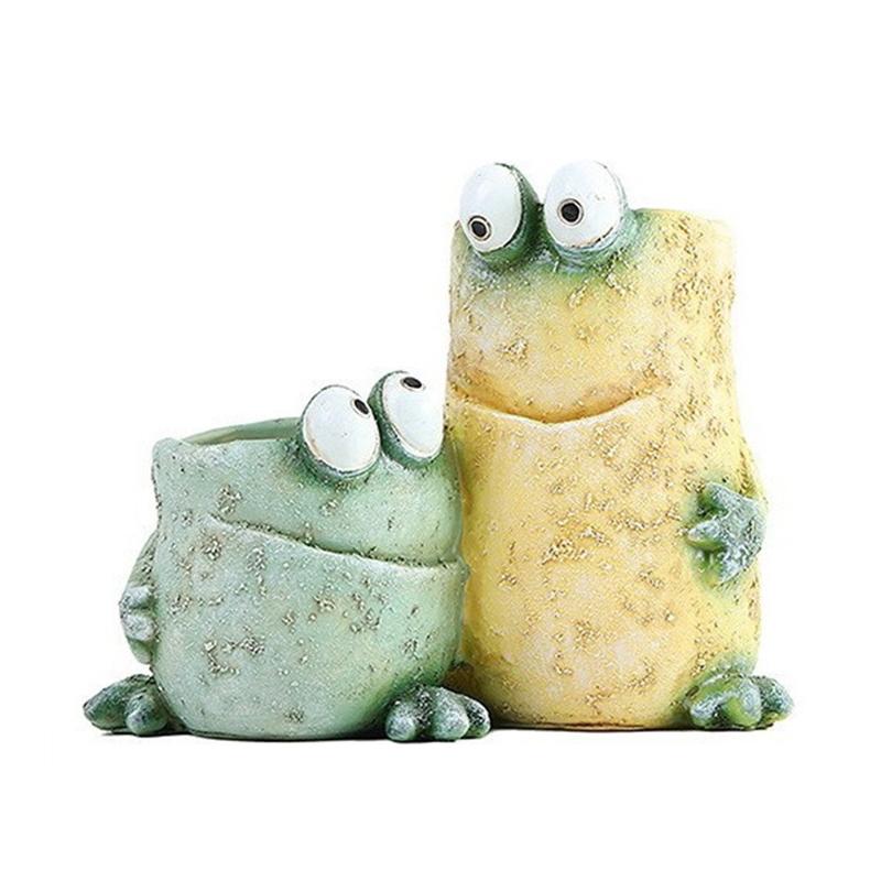 

Игривая полимерная лягушка выражение горшок милая декоративная лягушка суккулентный цветочный горшок забавный контейнер для растений сад
