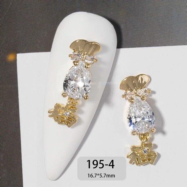 Ķīniešu Jaunais gads 3D nagu mākslas aksesuāri Rotaslietas Dekorācijas DIY Tiger Lucky naudas soma kristāla sarkans dārgakmens Rhinestone krelles
