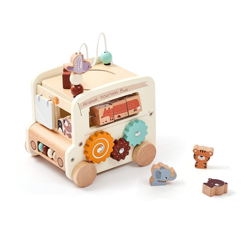 

Montessori Wooden Children Toys Busy Toys Educational Games Bus 5 in 1 Busy Box Toys Montessori Baby Toys 0 12 months Gifts Kids белый