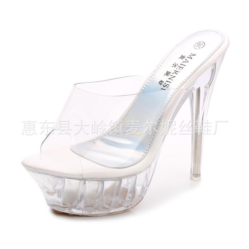 

Large size thin heel transparent women s sandals for flat and comfortable supply 35 белый