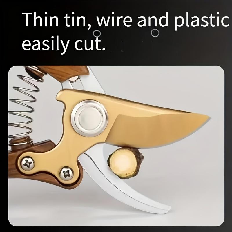 A Modern Carbon Steel Pruning Shear with Japanese SK5 Steel Blades, Featuring an Ergonomic Wooden Handle, Heavy-Duty Side-Cutting Scissors Designed