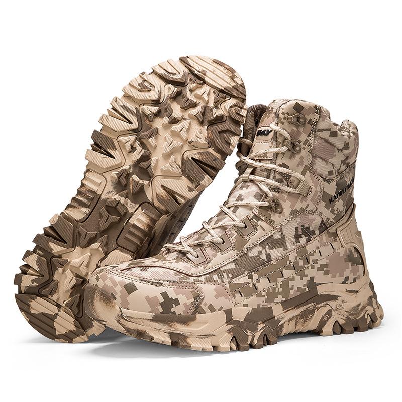 Large size combat boots men's camouflage boots high-top outdoor wear-resistant mountaineering boots men's hiking training boots men