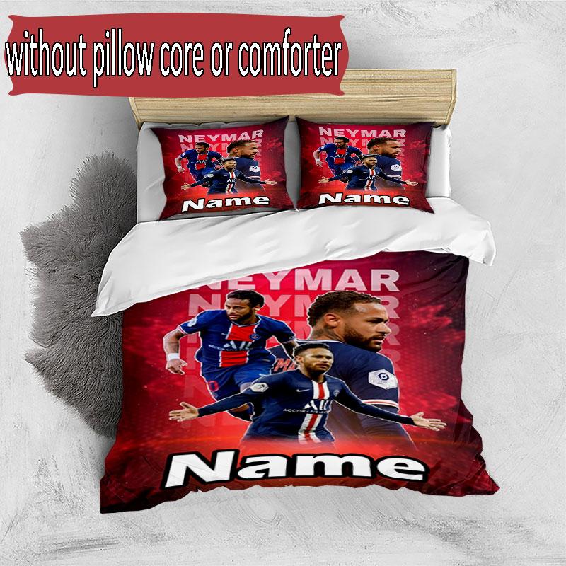 3'lü Nevresim Takımı (1*Nevresim Kılıfı + 2*Yastık Kılıfı, Çekirdeksiz), Özel İsimli Neymar Jr Desenli Nevresim Takımı, Ev Yatak Odası Dekorasyonu Hediye