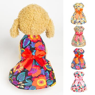 Dog Princess Dress Adorable Comfortable Pet Eye-catching Soft Bowknot Floral Dog Puppy Dress Daily Wear