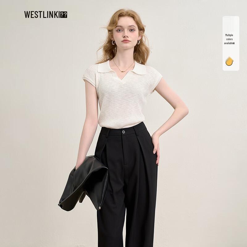 

Women s Ruffle Sleeve Knit Polo Top M