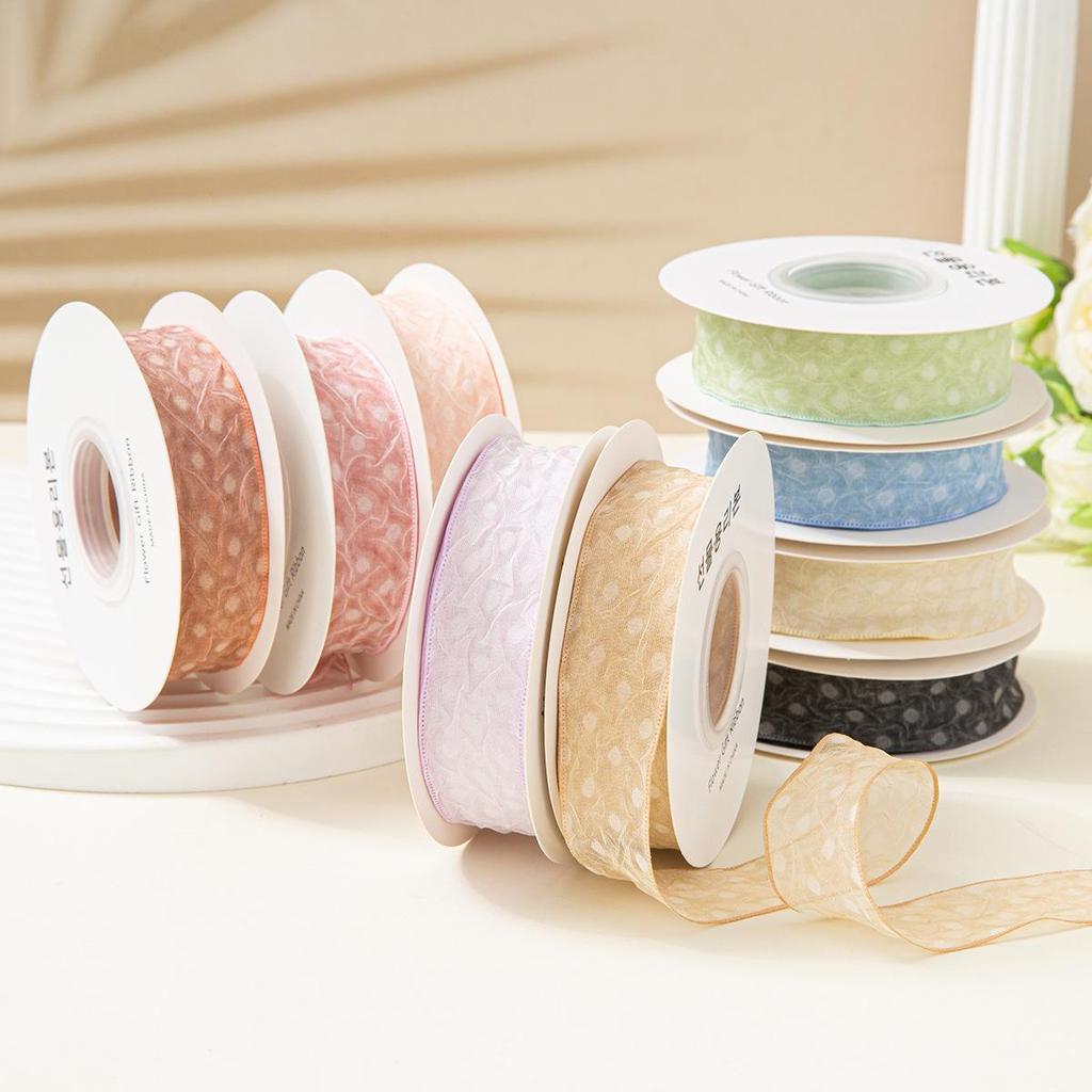 Textured Polka Dot Chiffon Ribbon for DIY Hair Bows & Accessories