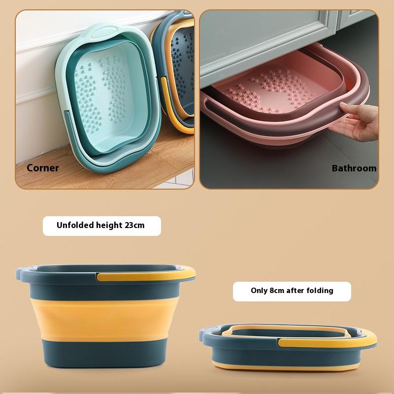 Household Items Collapsible Car Wash Fishing Foot Soak Massage Bucket Bucket Silicone Folding Cube Bathroom Kitchen Camp Basket