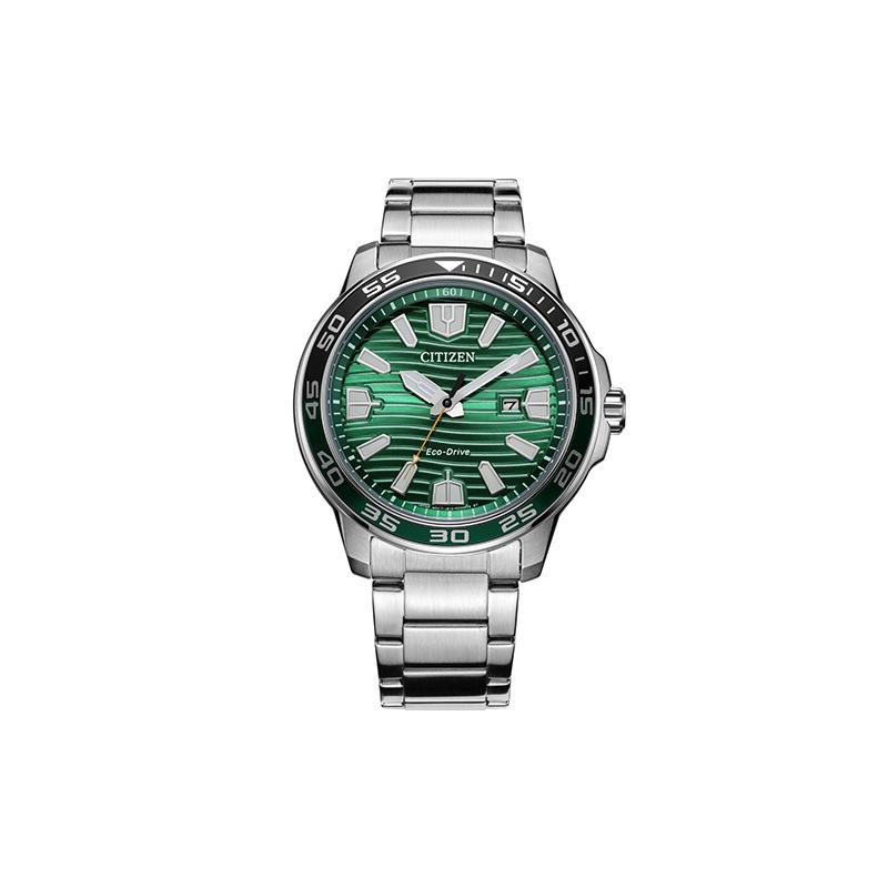CITIZEN Eco-Drive Series Green Water Ghost Solar Quartz Steel Strap Men s Watch Green Dial AW1526-89X зелёный