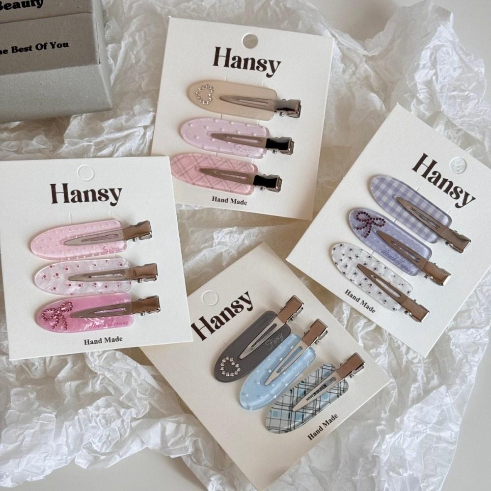 3 Pcs/set Transparent Polka Dot Hairpin Set Acrylic Side Bangs Clip Seamless Hair Clip Daily