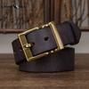 Retro Thickened First Layer Cowhide Copper Buckle Belt Men's Genuine Leather Trendy All-match Tough Guy Jeans Belt