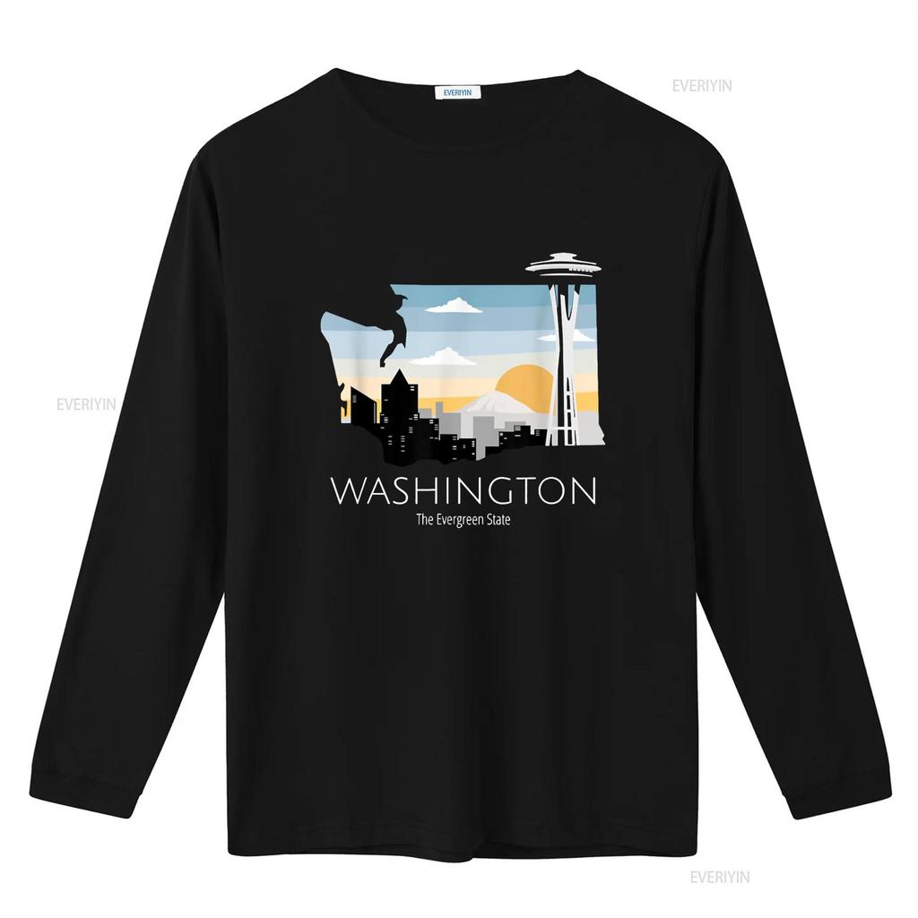 Washington Proud State Motto The Evergreen T Shirt vintage Washed Stylish Soft streetwear Slightly Versatile graphic fashion