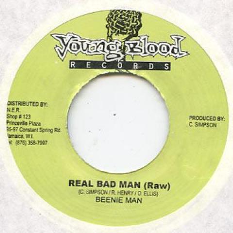 7inch Record BEENIE MAN - Real Bad Man Young Blood 2003 Jamaica Reggae, Ska & Dub