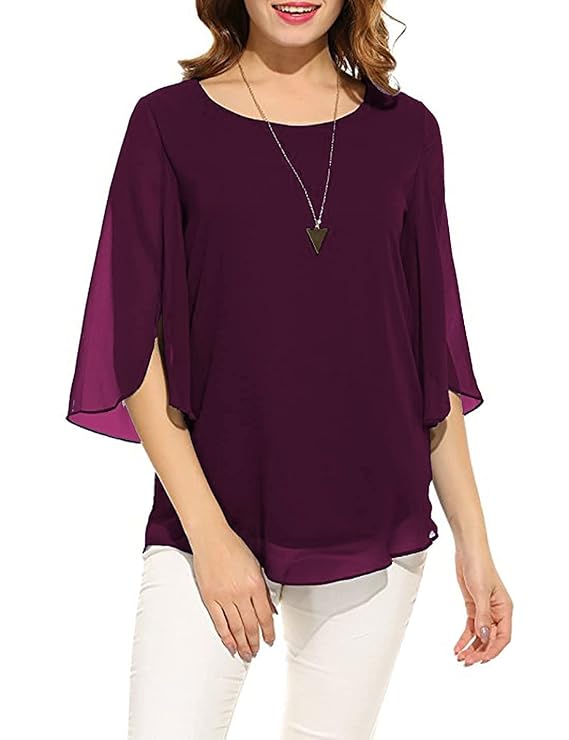 Women's and Girls Georgette Top Wine