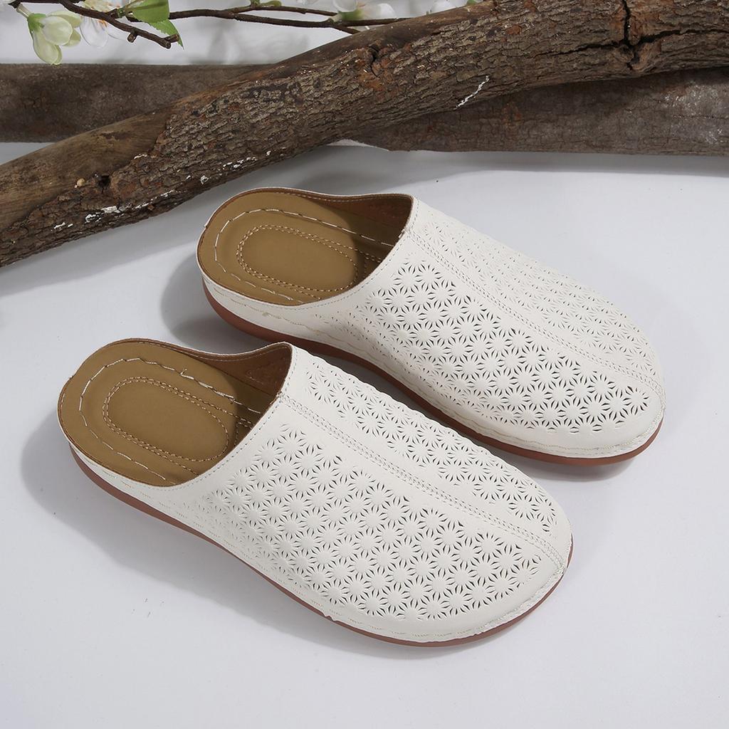 Women's Slip On Sandals Breathable Cutout Design Comfortable Footbed Lightweight Casual Summer Footwear for Daily Wear