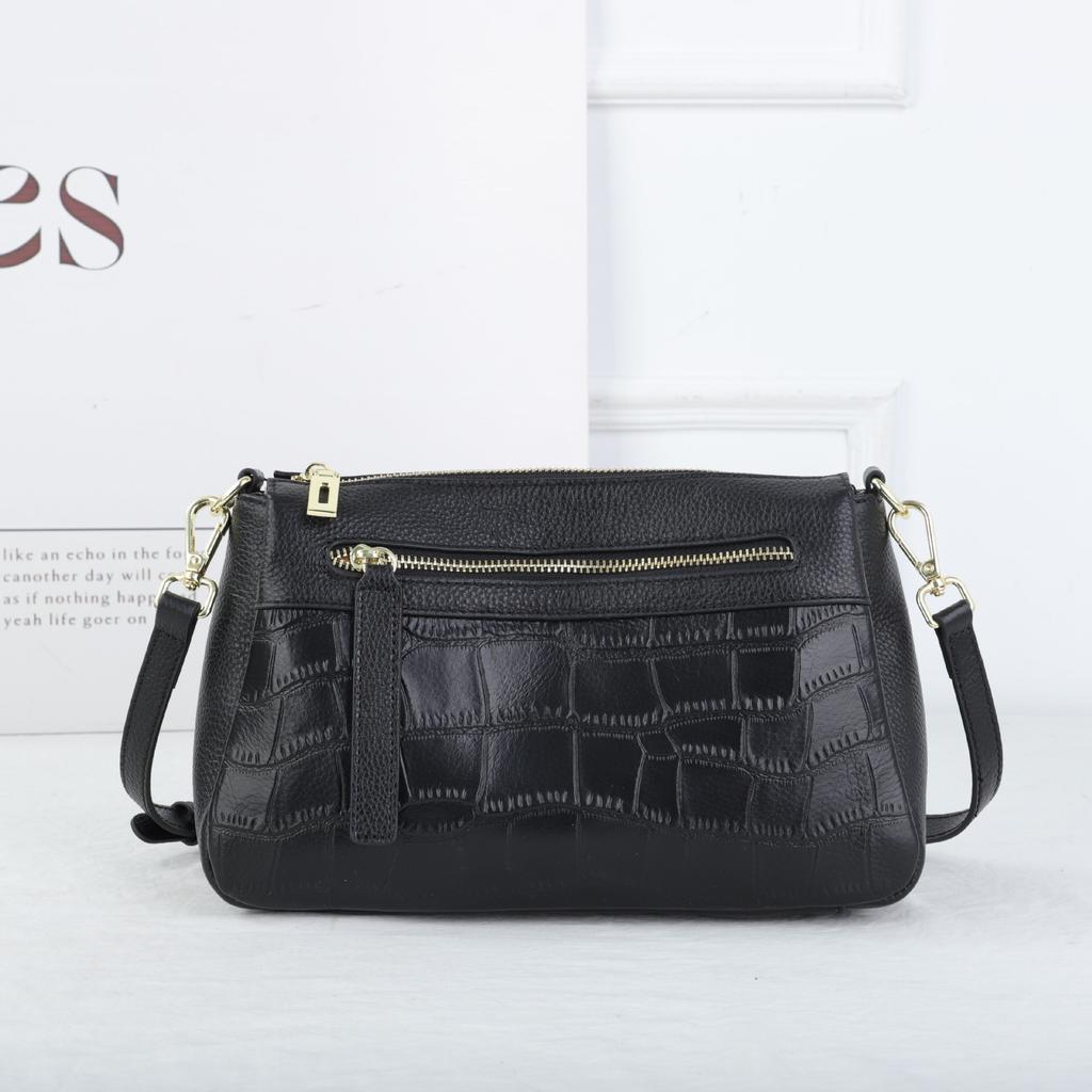 Women's Commuter Minimalist Crossbody Bag Top Grain Cowhide, Multi-pocket Main Compartment Shoulder Bag, Ste Pattern Small Bag