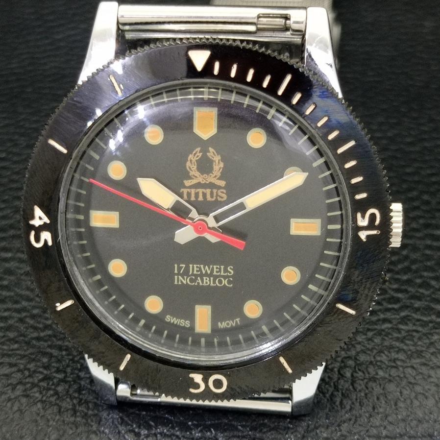 40MM DREHBARE LÜNETTE SCHWEIZER HERREN AUFGEARBEITETE TITUS SCHWARZES ZIFFERBLATT UHR a430789-2 R104-a430789