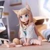 Anime Figure Golden Head My Cat Is A Kawaii Girl PVC Hobby Sakura Soybean Flour Sit And Eat Fish Model Doll Toys Christmas Gifts